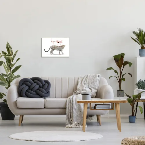 Miniatura 2 de Stupell Industries Placa de pared con diseño de flamencos apilados en leopardo, diseño de safari tropical, diseño de Ziwei Li, 19 x 13 pulgadas