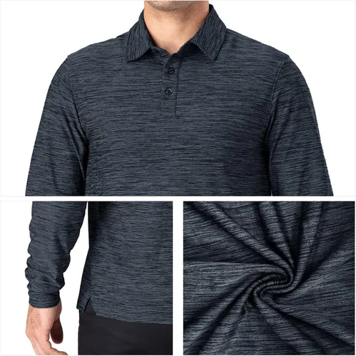 Miniatura 27 de NAVISKIN Camisas polo para hombre, de secado rápido, UPF 50, manga larga y corta, que absorben la humedad