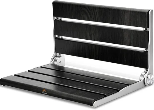 Asiento de ducha montado en la pared, asiento de ducha plegable de teca de 16 pulgadas para ancianos, discapacitados y mujeres embarazadas, bancos
