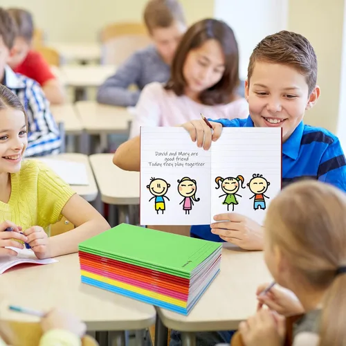 Miniatura 5 de Geyee Libros en blanco para que los niños escriban historias, coloridos cuadernos en blanco rayados para niños, libros de tapa blanda en blanco