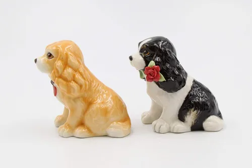 Miniatura 4 de Juego de salero y pimentero de porcelana fina Cocker Spaniel Lovers Dog - Juego de salero y pimentero, 3-1/4 pulgadas de largo