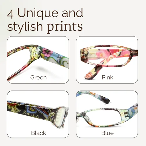 Miniatura 7 de Gaoye Paquete de 4 Lentes de Lectura para Mujer, Lentes de Lectura con Bloqueo de Luz Azul, Elegantes Lentes de Lectura para Mujer en 4 Patrones