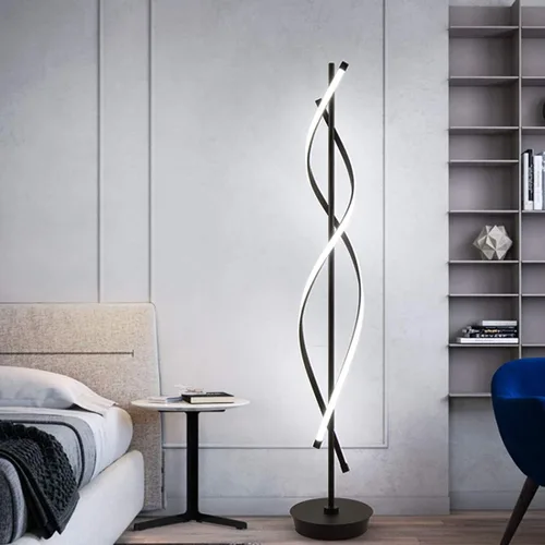 ADISUN Lámpara de pie LED de 40 W, lámpara de pie alta en espiral con control remoto e interruptor de pie, regulable, cambio de color, moderna luz