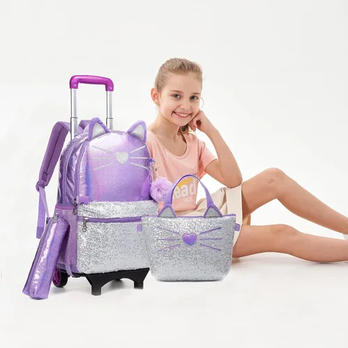 Miniatura 5 de Meetbelify Mochila con ruedas para niñas con ruedas para niñas para escuela primaria
