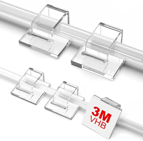Miniatura 10 de Clips de organización de cables, clips grandes para gestión de cables debajo del escritorio, organizador adhesivo de múltiples cables Negro