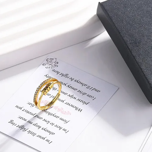 Miniatura 5 de Anillo de ansiedad de plata de ley S925 OOOPEL con tarjeta inspiradora, anillos ajustables antiestrés para ansiedad para mujer, anillo giratorio