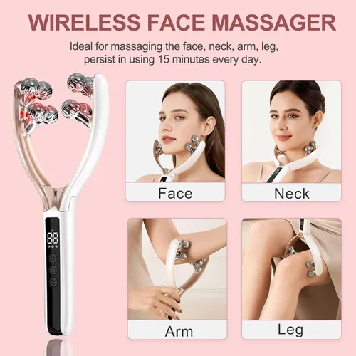 Miniatura 2 de CXGRISE Masajeador facial inalámbrico, rodillo facial eléctrico 3D, herramienta recargable para esculpir y aliviar la hinchazón en forma de V