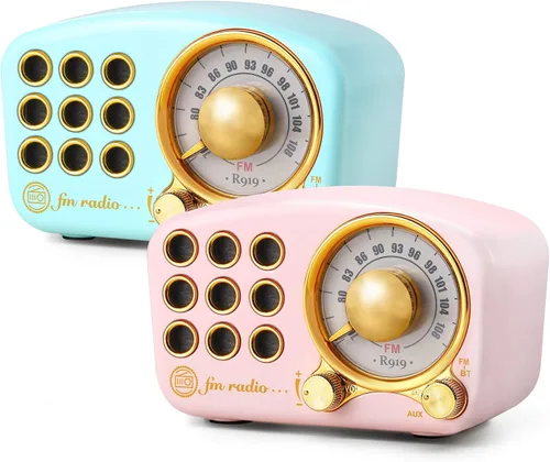 Greadio Altavoz Bluetooth retro, radio FM vintage con estilo clásico antiguo, fuerte mejora de graves, volumen fuerte, conexión inalámbrica