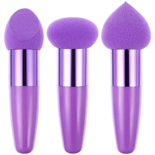 Miniatura 9 de Beaupretty Juego de 3 bolígrafos de maquillaje de belleza, esponjas de maquillaje portátiles en seco y húmedo, herramientas cosméticas de mano