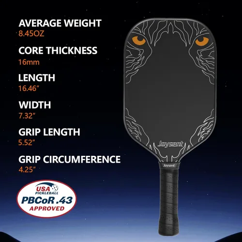 Miniatura 4 de Pickleball Paddles Set, T700 Raw Carbon Fiber Pickleball Paddle, USAPA Approved 16mm Core Power Pickleball Racket for Adults Men Women, Phantom Eye