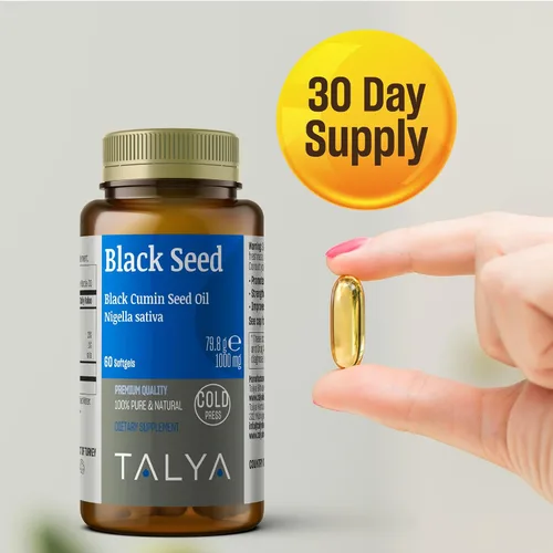 Miniatura 4 de TALYA Softgel de aceite de semilla negra con alta timoquinona - Apoyo inmunológico - Salud digestiva - Función cerebral - Movilidad articular