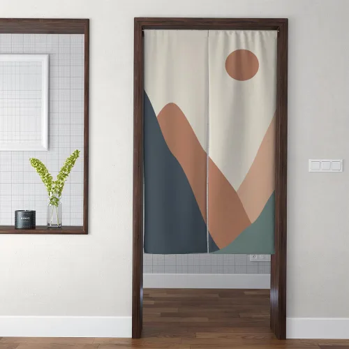 Miniatura 2 de Sun Mountain - Cortina japonesa para puerta, tapiz Noren de arte moderno para colgar en la pared, decoración del hogar, cortinas de tamaños