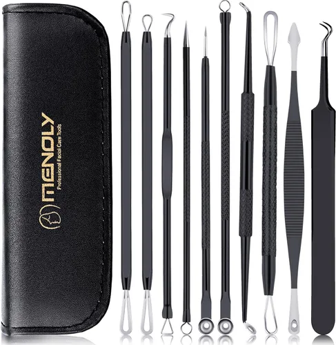 Miniatura 8 de MENOLY - Kit de herramientas para eliminar puntos negros, 10 piezas, herramientas extractoras de espinillas, herramientas extractoras de espinillas