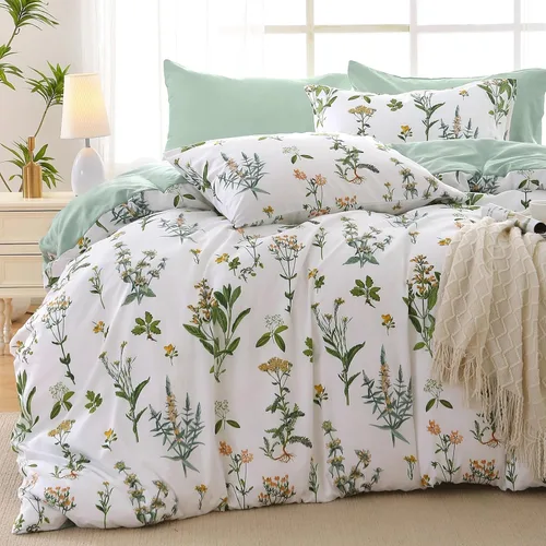 Miniatura 33 de MUXHOMO Juego de edredón tamaño individual XL, elegante juego de cama con estampado floral en una bolsa, 5 piezas, ultra suave y transpirable