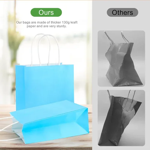 Miniatura 4 de SIMPLECOOL 25 bolsas de regalo de papel pequeñas con asas de 5.9 x 3.1 x 8.3 pulgadas, bolsas de regalo a granel para fiestas, cumpleaños, bodas