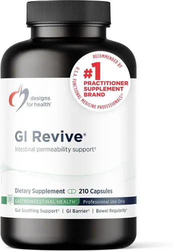 Designs for Health GI Revive - Apoyo para la salud intestinal de olmo resbaladizo con raíz de regaliz, L-glutamina + carnosina de zinc, MSM, polvo