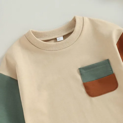 Miniatura 5 de AEEMCEM Sudadera de bloque de color para bebé niño y niña, mameluco de gran tamaño, suéter de burbujas de manga larga, con bolsillo
