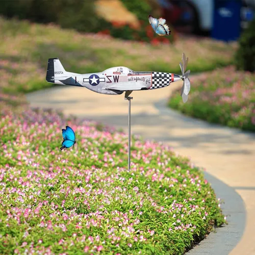 Miniatura 4 de Veleta de Avión Giratoria de ABDOLL - Nueva Veleta de Avión de Metal 2024, Veleta de Avión Hecha a Mano, Molinillo de Viento, Decoración de Veletas