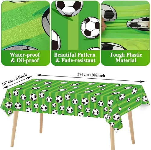 Miniatura 3 de Qyeahkj Platos de Decoración para Fiesta de Cumpleaños de Fútbol Servilletas Mantel Suministros - Sirve a 24 Invitados Vajilla Desechable Artículos