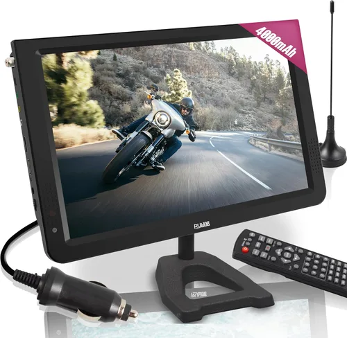 Televisión portátil de 12 pulgadas, TV a batería con tarjeta ATSC/HDMI/USB/SD y entrada AV, mini televisión con control y soporte de TV para