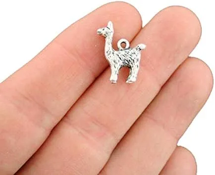 Bohemian Findings 4 encantos de llama de alpaca en tono plateado antiguo 3D de dos caras - SC6970, Metal Zinc, No es una piedra preciosa