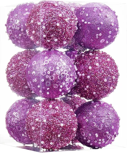 Miniatura 18 de 12 unidades de adornos de bolas de Navidad, adornos de bolas de Navidad en oro rosa, perlas de plástico irrompibles para colgar para fiestas