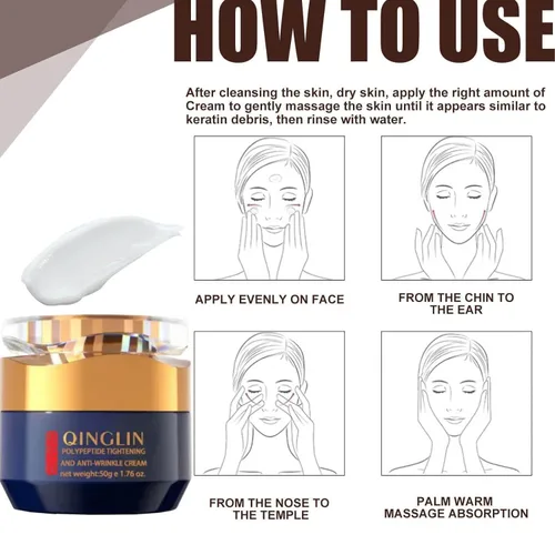 Miniatura 5 de Qinglin Crema facial, crema para arrugas, crema para eliminar arrugas, polipéptido tensante y crema antiarrugas para mujeres y hombres (2)