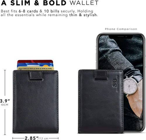 Miniatura 4 de SERMAN BRANDS RFID Blocking Bifold Slim Genuine Leather Minimalist Front Pocket Wallets for Men Money Clip