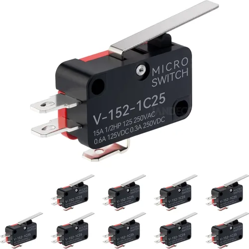 Miniatura 7 de 10 piezas Interruptor de límite de plomo, micro interruptor de acción Snap SPDT 1NO 1NC V-15-1C25