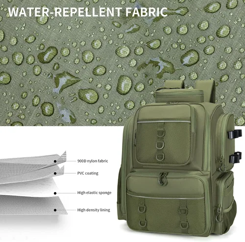 Miniatura 4 de WANOON Mochila de pesca, bolsa de aparejos, con cajas de aparejos. Bolsa de pesca grande, materiales fuertes