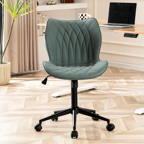 Miniatura 12 de YOUNUOKE Silla de escritorio sin brazos, cómoda silla de oficina con ruedas, silla ergonómica para el hogar, sillas ajustables para computadora