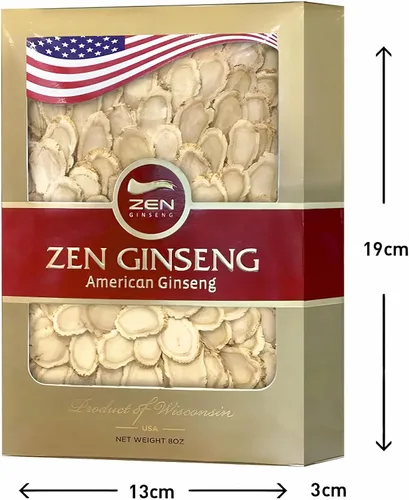 Miniatura 8 de Rodajas de ginseng Zen American Wisconsin: energía mejorada, rendimiento y salud mental para hombres y mujeres (caja de 8 onzas)