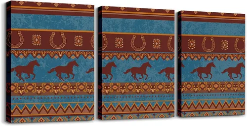 Miniatura 49 de Erosebridal Bohemian Wall Decor 12"x16" 3 Piece Country Southwestern Canvas Wall Art Boho Aztec Arrows Diamond Poster Print Black Gray Geometric