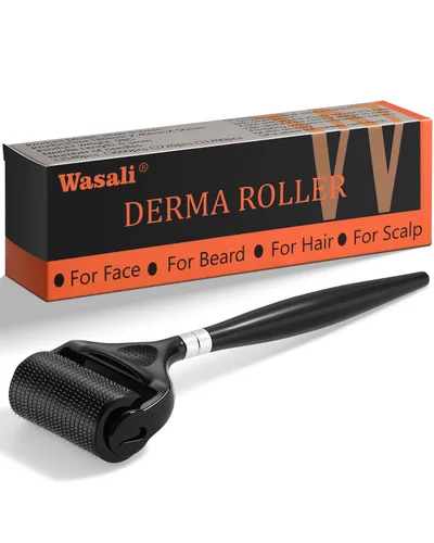 Rodillo Derma de titanio para barba y pelo facial, rodillo de microagujas para barba para hombres con estuche de almacenamiento, rodillo Derma del