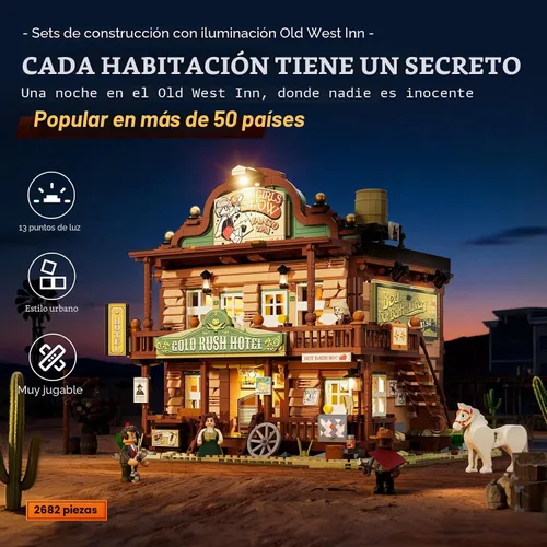 Miniatura 2 de Lumibricks Western-Inn - Juego de 2682 piezas de construcción de hotel de construcción ligera The Old West Inn para adultos y amantes del oeste