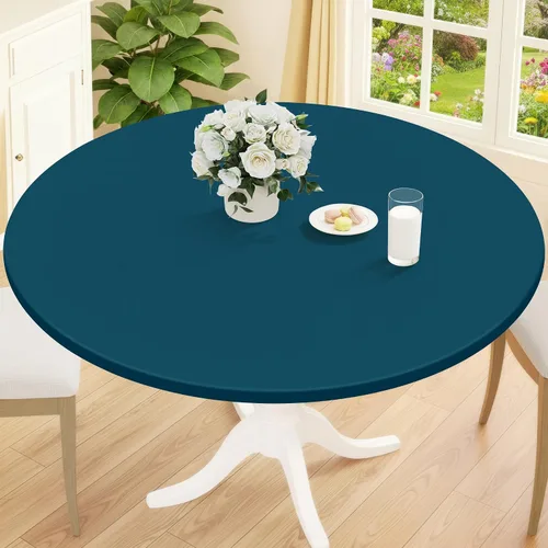Miniatura 27 de Smiry Mantel redondo de pícnic, fundas de mesa elásticas impermeables para mesas de 18 a 24 pulgadas, manteles de vinilo con parte trasera