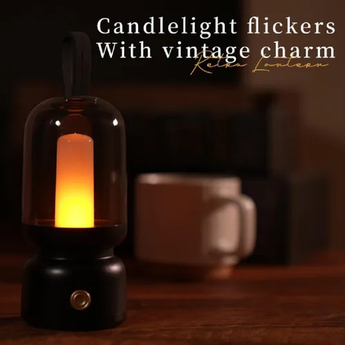 Miniatura 6 de Lámpara de mesa LED retro portátil, linterna LED vintage con batería inalámbrica, lámpara de escritorio USB, luz nocturna de campamento