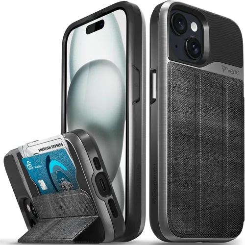 Miniatura 62 de VENA vCommute Funda tipo cartera compatible con Apple iPhone 14 (15.5 cm), funda de cuero con tapa plegable, tarjetero con función de soporte