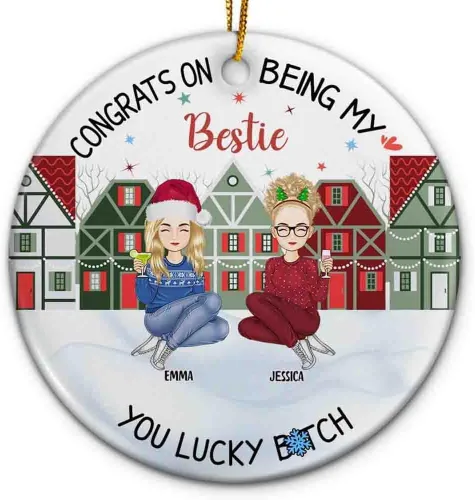 Miniatura 31 de Adorno personalizado con texto en inglés «Best Friend are Hard to Find Because The Very Best is Already Mine», adorno de Navidad personalizado 2023