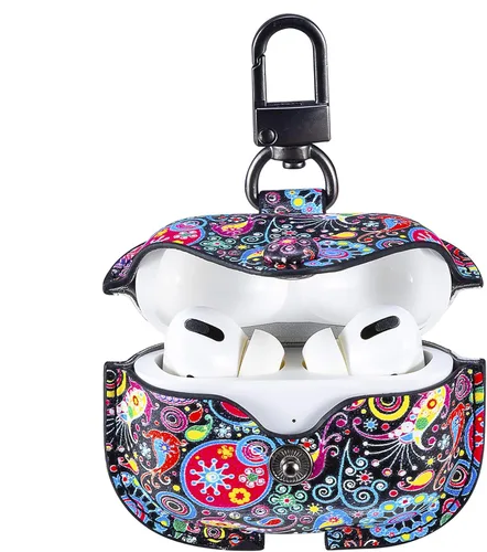 Miniatura 9 de Bonita funda de cuero para Airpods Pro, funda protectora de piel auténtica suave con llavero, a prueba de golpes, funda de carga inalámbrica