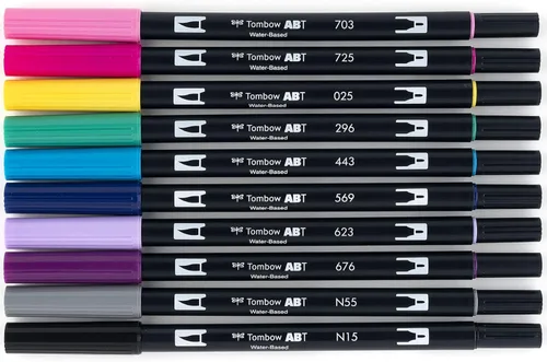 Miniatura 2 de Tombow 56188 Marcadores artísticos de doble pincel, Galaxy, paquete de 10. Marcadores mezclables, con pincel y punta fina