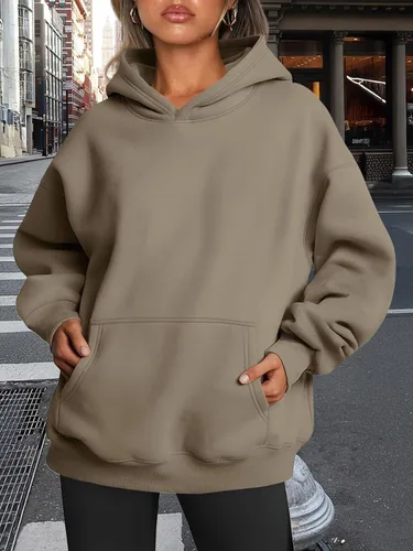 Miniatura 78 de Trendy Queen - Sudaderas extragrandes con capucha para mujer, suéteres de manga larga, sin botones, de vellón, de otoño, ropa de invierno