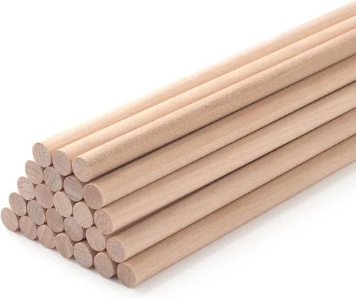 Miniatura 9 de Varillas de madera redondas de madera maciza de 3/8 x 15 pulgadas, 20 piezas de varillas de madera para macramé para manualidades, palos de madera