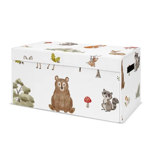 Miniatura 9 de Sweet Jojo Designs Woodland Bear Racoon - Caja de almacenamiento pequeña de tela para niños o niñas, para guardería o habitación de niños