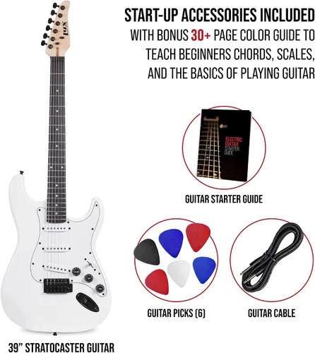 Miniatura 2 de LyxPro CS 39" - Kit de guitarra eléctrica para principiantes, intermedios y profesionales con guitarra, cable de amplificador, 6 púas y guía