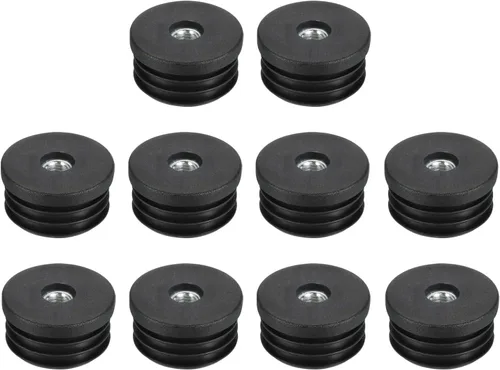 Miniatura 10 de Uxcell 4 piezas de insertos roscados M8 para tubo redondo de 0.748 in/0.75 pulgadas, insertos de plástico negro para tapas de extremos de silla
