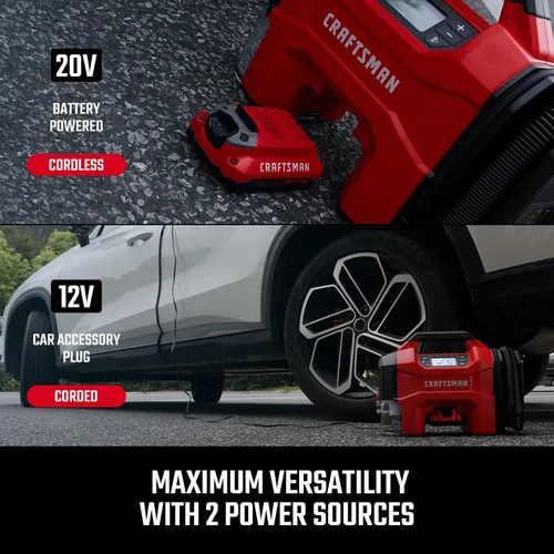 Miniatura 6 de CRAFTSMAN Inflador/Vacío/Soplador 3-EN-1, Compresor de Aire Portátil con Luz LED, Vacío o Soplador Silencioso para Coche, RV, Camión, 160 PSI, 12V