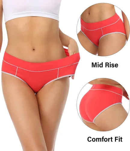 Miniatura 2 de wirarpa - Ropa interior elástica de algodón para mujer, cómodas, de media cintura, pantaletas transpirables, Multipaquete
