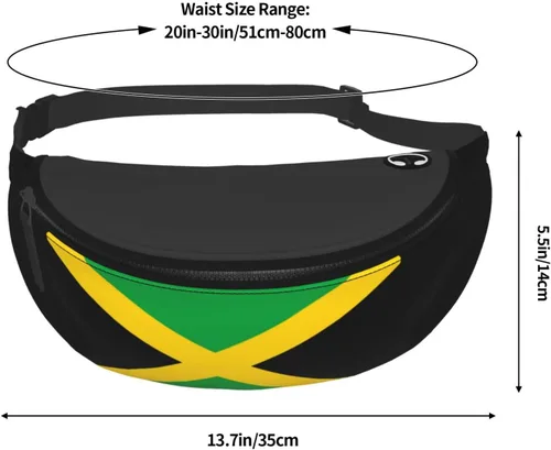 Miniatura 8 de Riñonera cruzada con la bandera de Estados Unidos, para hombres y mujeres, para viajes, caminar, correr, senderismo, pesca., Bandera de Jamaica
