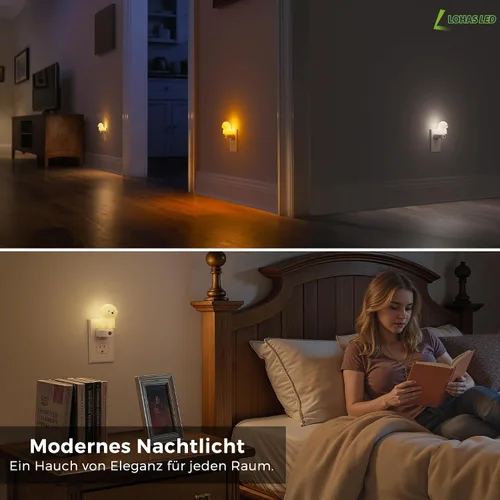 Miniatura 6 de L LOHAS LED - Luz nocturna enchufable para niños, luces nocturnas 3D de cachorros lindas con sensor de atardecer a amanecer, 1600K/2700K/5000K 3CCT